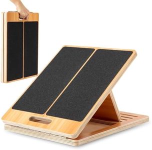 StrongTek 13” Wide Portable Wooden Slant Board, 5-Level Incline (15°-35°), Lower Grip Handle, Beginner & Rehab Friendly, Non-Slip Surface for Calf Stretching, Squats, Physical Therapy