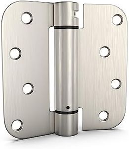 goldenwarm Pack of 2 4 inch Door Hinges Satin Nickel Self-Closing Spring Door Hinges - Heavy-Duty Spring Hinges for Interior and Exterior Doors, 5/8" Radius Corners