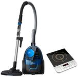 Philips Viva Collection HD4928/01 2100-Watt Induction Cooktop (Black) & PowerPro FC9352/01 Compact Bagless Vacuum Cleaner (Blue) Combo