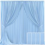 Tao-Ge 4 Panels Baby Blue Backdrop Curtain for Baby Shower Parties Wrinkle Free Light Blue Curtains Backdrop Drapes Fabric Decoration for Birthday Party Photography 20ft(W) x 10ft(H)