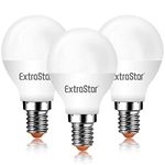 EXTRASTAR E14 LED SES Golf Ball Bulbs, 6W Small Edison Screw G45 Bulb, Cool White 6500K Daylight Energy Saving Light Bulb, 42W Equivalent, 510LM, Non-Dimmable, Pack of 3