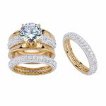 PalmBeach 18K Yellow Gold Round Cubic Zirconia Bridal Ring Set Sizes 6-10, Metal, Cubic Zirconia