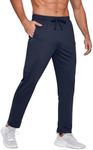 COOFANDY Mens Lightweight Hiking Travel Pants Jogging Track Pants Zipper Pockets Navy Blue