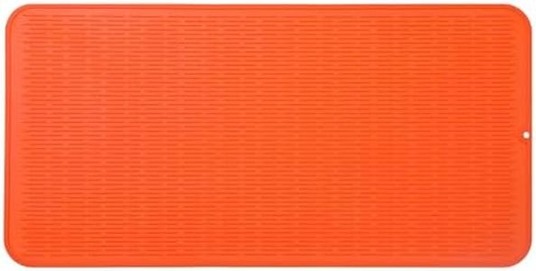 MicoYang Silicone Dish Drying Mat for Multiple Usage,Easy clean,Eco-friendly,Heat-resistant Silicone Mat for Kitchen Counter or Sink,Refrigerator or Drawer Liner Orange XXXXXL 36inches x 18inches