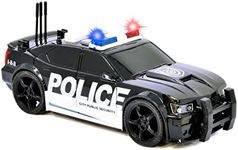 Friction Powered Police Car Toy Rescue Vehicle with Lights and Siren Sounds for Boys Toddlers and Kids, Pull Back 1:20 Diecast Vehicle Car