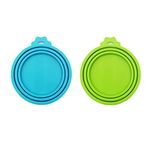 Qancekoo 2pcs Universal Silicone Tin Can Lids Pet Food Can Cover Can Lids Pet Dog Cat Food Storage Can Tin Covers Lid Top 1 Fit 3 Standard Size (Blue and Green)