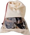 Fab Ellite Cotton Shoe Travel Organizer Shoes Cover Bag String Bag Travel Shoe Pouch Sandals Storage Bags Footwear Cover for Shoes with Drawstring. (Cotton Bags, Cotton Biege, 12)