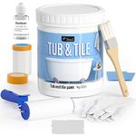 DWIL Tile Paint, Tub and Tile Refinishing Kit 35oz with Tools, Tub Refinishing Kit White Bathtub Paint Water Based &Odorless, Easy to Use Sink Paint for Bathroom Kitchen,Semi-Gloss Light Grey