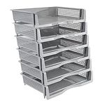 Anbers Office Letter Tray Organizer, Plastic Stackable File Paper Storage, 6 Tiers (Grey)