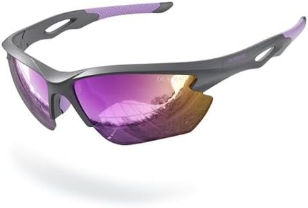 DEAFRAIN Polarized Sports Sunglasses for Men Women Baseball Cycling Running Fishing Golf Softball Purple Glasses TR90 Unbreakable Frame UV Protection