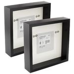 Ikea SANNAHED Deep 3D Box Square Photo Display Frames, Black, 25 x 25 cm (13 x 13 cm with mat), Wall/Tabletop, 604.591.18 - Set of 2