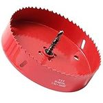 Hole Saw 6-1/8 inch in Diameter, 155mm HSS Bi-Metal Hole Cutter with Center Bit for Cutting Wood, Plastic, Plasterboard and Soft Metal Sheet