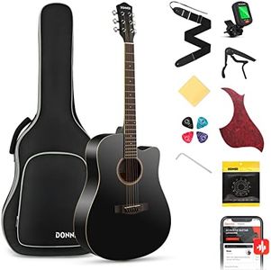 Donner Full-Size Acoustic Guitar Bundle for Beginners - 41'' Cutaway with Gig Bag, Strap, Tuner, and Free Online Lessons