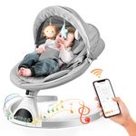 Ixdregan Baby Swing Chair,Electric Baby Bouncer with 5 Swing Amplitudes,Electric Baby Rocker,Baby Bouncer Chair with Mobile App Control and Remote Control Blueteeth, Portable Newborn Rocking Chair