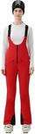 HIGH EXPERIENCE Womens Ski Bib Pants Skinny Soft Shell Snow Overalls Slim Fit Fitted Snowboard Insulated Waterproof Windproof (Red, Large)