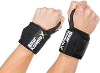 Bear KompleX Wrist Supports Band Wraps - Stabilize & Protect Wrists from Injury - Increase Workout Gains - Thumb Hooks & Superior Velcro Adjustable Closure - Wrist Wraps for Men & Women 3” x 18”