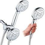 AquaSpa High Pressure 48-Mode Luxury 3-Way Combo/Dual Rain & Handheld Shower Head/Extra Long 6 Foot Stainless Steel Hose/Extra Large Face/Anti Clog Jets/All Chrome Finish/Top US Brand