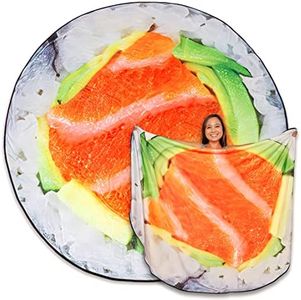 TILTECH Sushi Blanket - Giant 6 Foot Food Blanket - Realistic & Large Size Gag Gift, Soft, Warm & Plush Flannel Cute Blanket, Funny Blankets for Adults, Teens & Kids, Novelty Gifts & Sushi Gifts