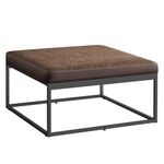 SONGMICS HOME LUIZ Collection - Ottoman, Square Coffee Table, Footstool, Reversible Top, Padded Seat, Side Table, Minimalist, Steel Frame, Max. Load 660 lb, Walnut Brown ULOM077K01