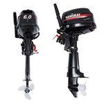 Wangkangyi 2 Stroke Electric Outboard Trolling Motor 6HP Outboar Engine Electric Motor 4.4W Boat Engine 4500-5500 rpm for Dinghies, Fishing Boats Kayak Fishing Boats