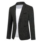 Allthemen Mens Casual 1 Button Blazer Slim Fit Blazer Jacket Lightweight Suit Jackets Black L