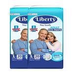 Liberty Eco Adult Diaper Pants, Large (L) 40 Count, Waist Size (75-140cm | 30-55 inches), Unisex, High Absorbency, Leak Proof, Overnight Protection, Pack of 2, 20 count/pack