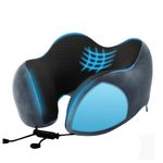 Billebon Cool Gel Infused Memory Foam Travel Neck Pillow with Magnetic Fabric Luxury Neck Support Pillow for Comfortable Travel, Washable Removable Cover (Grey)