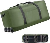 Finnhomy 120L Foldable Rolling Duffel Bag with 3 Wheels, Light Weight Travel Duffel bag with Large Loading Capacity, 32 inch Rolling Duffel bag with Shoulder Strap for Travel Camping Sports, Green,