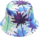 ZLYC Unisex Cute Print Bucket Hat Summer Travel Fisherman Cap for Women Men Teens (Palm Tree Print)