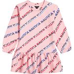 Nautica Girls' Long Sleeve Fleece Sweatshirt Dress, Coral Logo, 12-14