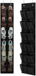 MSLOVE Narrow Over The Door Shoe Organizer, 12 Large Mesh Pockets Hanging Shoe Organizer for Closet Organizers and Storage, Black, 2 Pack