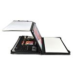 Professional Portfolio Folder with Tablet Case for iPad Pro 12.9 (2015/2017), Business Leather Padfolio File Organizer with A4 Clipboard & Notepad Holder, Black