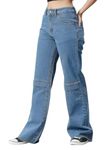 GRECIILOOKS Womens Slouchy Denim Cotton & Lycra Denim Regular Fit Jeans (Blue, 34)