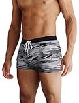 AI'MAGE Men's Square Leg Swim Briefs Printed Swimsuit Athletic Swimwear Bathing Suit Swimming Trunks, Pattern6 - Grey Camo L