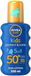 NIVEA SUN Kids Protect & Care Spray coloré SPF 50+ (200 ml), crème solaire protège la peau délicate contre les coups de soleil et les dommages causés par les UV à long terme, absorption rapide, sans