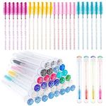 110Pcs Mascara Wands Tube Set Crystal Ladies Eyelash Brush 30 Reusable Empty Mascara Brush Tube with 80 Crystal Disposable Lash Extension Brushes for Women Eyelash Extension (Diamond Pattern)