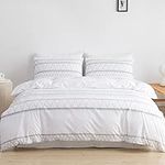 Lekesky White Duvet Cover Set, King Size Duvet Cover, 3pc Soft 100% Washed Microfiber Breathable Bedding Duvet Cover Set with Zipper & Ties (1 Comforter Cover 230x220cm+2 Pillow Cases)