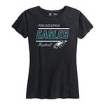 Team Fan Apparel NFL Gameday Women's Relaxed Fit T-shirt - Rib Neck Contour - Tagless Short Sleeve Tee - Stay Cool & Stylish (Philadelphia Eagles - Black, Womens X-Large), Black, X-Large