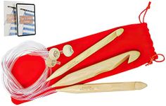 KnitPal 32-inch (80cm) Tunisian Crochet Hooks Set with Cable for Chunky Yarn - Afghan Wooden Crochet Hooks for Baby Afghan Blanket - 3 US Sizes: P/15mm, S/20mm and T/25mm