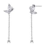 Silver Butterfly Earrings for Women 925 Sterling Silver Drop Dangle Earrings Butterfly Tassel Cubic Zirconia Stud Earrings Handmade Butterfly Jewellery for Girls