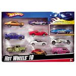 Hot Wheels Toy Cars & Trucks in 1:64 Scale, Set of 10, Multipack of Die-Cast Race or Police Cars, Hot Rods, Firetrucks or Vans (Styles May Vary), 54886