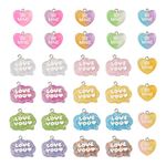 Cheriswelry 30pcs Resin Heart Charms Pendants Cloud with Word Dangle Charms Valentine's Day Charm for Jewellery Craft Making