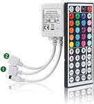 SUPERNIGHT RGB Light Strip Remote Controller, 2-in-1 4 Pin Dimming Dimmer Brightness Flash Mode Control Options for LED Tape Light,12V DC LEDs Rope Lighting (2 Ports)