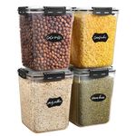 YASHE Large Food Storage Containers with Lids (5.3L, 4Pack), BPA-Free Airtight Plastic Food Containers, Flour, Sugar, Rice Canisters for Kitchen & Pantry Organization