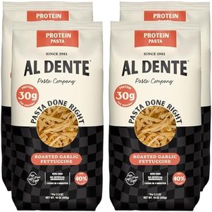 AL DENTE Carba-Nada Roasted Garlic Fettuccine, Lower-Carb Pasta, 16g High Protein, Cage Free Eggs, Non-GMO, 10 Ounce Bags (Pack of 4)