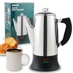 APOXCON 12 Cup Electric Coffee Percolator with ETL Approval Stainless Steel Coffee Maker with Heat Resistant Glass Knob Classic Look Cord-Less Sever