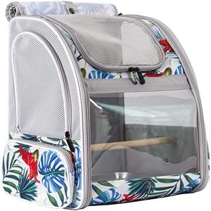 ORIZZP Bird Carrier Backpack with Wooden Stand Perch, Bird Travel Carrier Backpack (Multi-Colored, Bird Backpack)