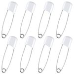 8 Pieces Diaper Pins Baby Safety Pins 2.2 Inch Plastic Head Cloth Diaper Pins with Locking Closures Stainless Steel Nappy Pins for Baby Child Infants Kids