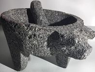 Always-Quality Made in Mexico Mexican Manual Guacamole Maker Extra Large 10'' Volcanic Stone Molcajete Mortar and Pestle Pig