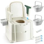 Hybodies Bedside Commode, Portable Toilet for Adults, Commode Chair for Toilet with Arms, Height Adjustable, 2 Toilets and Induction Night Light, Potty Chair for Elderly and Disabled